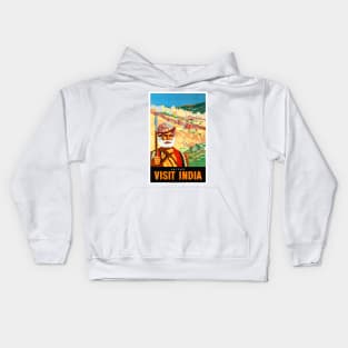 Vintage Travel Poster India - Jaipur Visit India Kids Hoodie